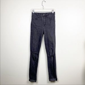 Madewell Jeans Curvy High Rise Skinny Distressed Grey 27 Tall